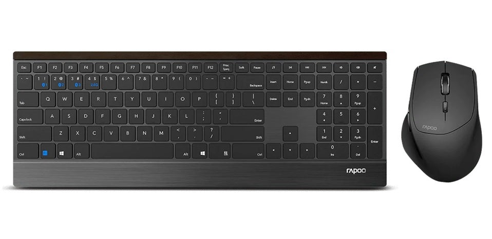 RAPOO 9500M Bluetooth & 2.4G Wireless Keyboard Mouse Combo Black- Multi-Device connection - Adjustable1600DPI 4.5mm Ultra-Slim. 12 Months Battery Life RAPOO 9500M Bluetooth & 2.4G Wireless Keyboard Mouse Combo Black- Multi-Device connection - Adjustable1600DPI 4.5mm Ultra-Slim. 12 Months Battery Life